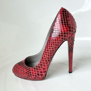 💋 SERGIO ROSSI, Red snakeskin Leather heels - size 38 (8)